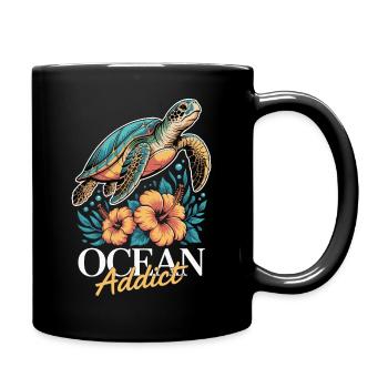 Sea Turtle Ocean Addict Design - Mug uni - noir - Droite