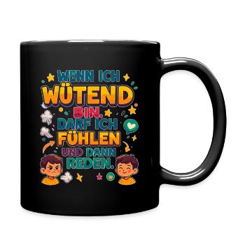 When I'm angry: feel, then talk - Full Colour Mug - black - Right