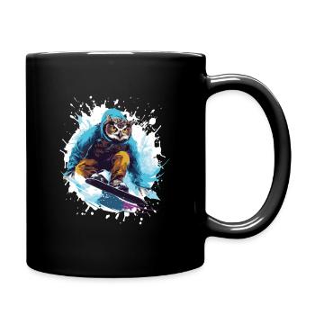 Eule Snowboard - Tasse einfarbig - Schwarz - Rechts