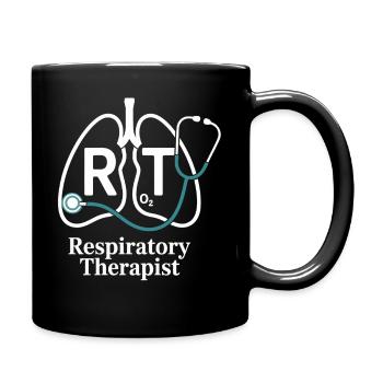 Atemtherapie RT Logo Lungenstethoskop - Tasse einfarbig - Schwarz - Rechts