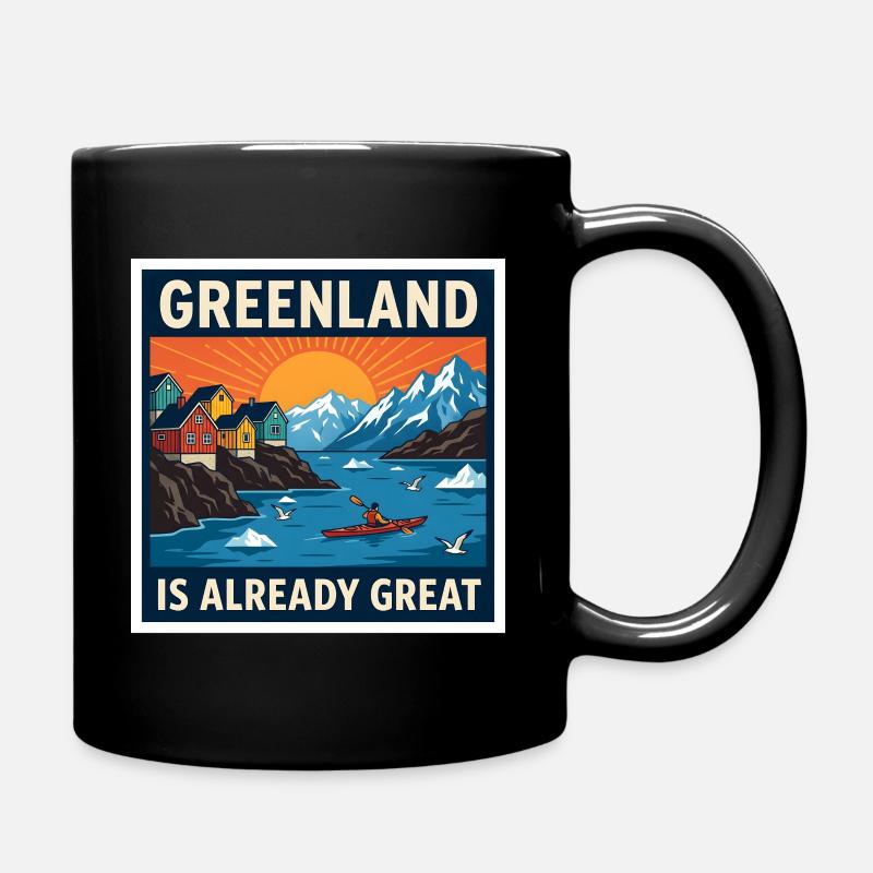 Greenland Is Already Great Kayak Landscape - Full Colour Mug - black