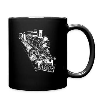 Lokomotive Line Art - Tasse einfarbig - Schwarz - Rechts
