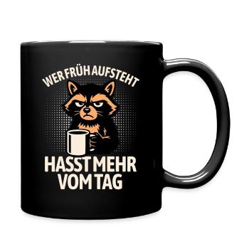 Raccoon - Si tu te lèves tôt, tu détestes plus de temps dans la journée - Mug uni - noir - Droite