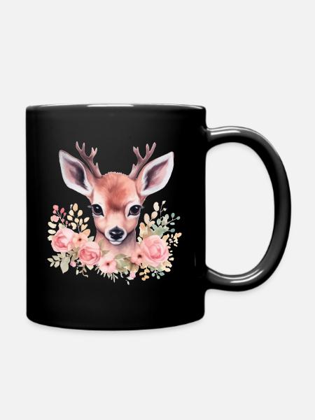 Ladies' deer and stag traditional costume motif – Traditional - Full Colour Mug - black
