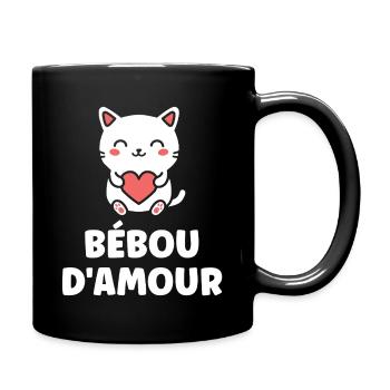 Chaton cœur Bébou d'Amour - Mug uni - noir - Droite