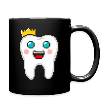 Royal Tooth with Crown Pixel Art - Full Colour Mug - black - Right