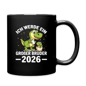 Children I'm going to be A big brother 2026 Dino - Full Colour Mug - black - Right