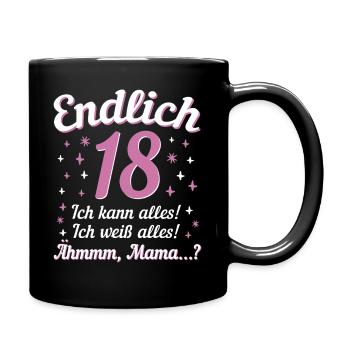 Enfin 18 ans, je peux tout faire, je sais tout, tout - Mug uni - noir - Droite