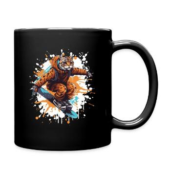 Cheetah Snowboard - Full Colour Mug - black - Right
