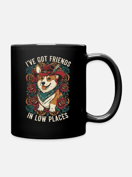 Cowboy Corgi Dog - Full Colour Mug - black