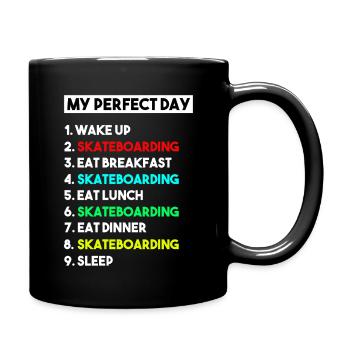 My Perfect Day Skateboarding Routine Design - Full Colour Mug - black - Right