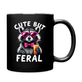 Raton laveur mignon mais sauvage avec des lunettes roses - Mug uni - noir - Droite