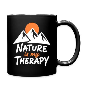 Nature is my Therapy Mountains for Hikers - Full Colour Mug - black - Right