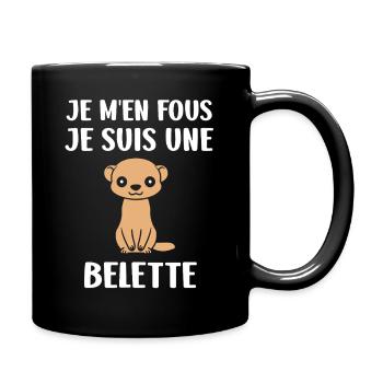 Süßes Wiesel auf Schwarz - Tasse einfarbig - Schwarz - Rechts