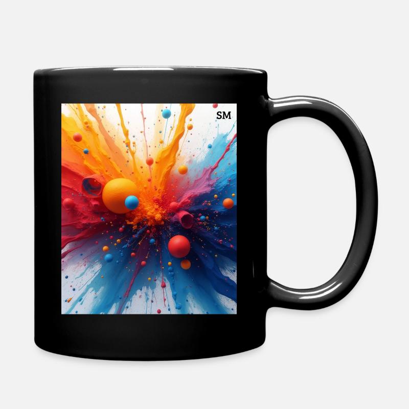 Abstrakte Farbexplosion - Tasse einfarbig - Schwarz