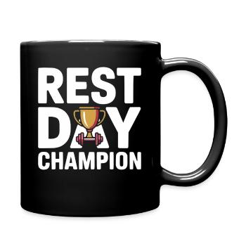 Humour de la Championne de la Journée de repos sur la forme physique - Mug uni - noir - Droite
