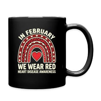 En février, nous portons l’arc-en-ciel de sensibilisation au cœur rouge - Mug uni - noir - Droite