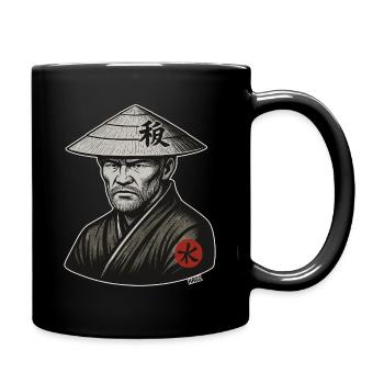 Rice Hat Samurai Warrior - Full Colour Mug - black - Right