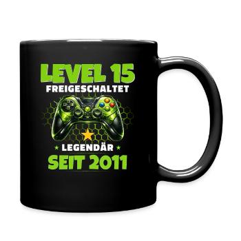T-shirt joueur du 15e anniversaire niveau 15 débloqué - Mug uni - noir - Droite