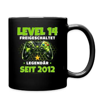 14. Geburtstag Gamer Shirt Level 14 freigeschaltet - Tasse einfarbig - Schwarz - Rechts