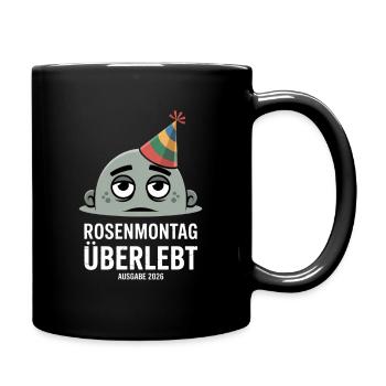 Rosenmontag Überlebt Ausgabe 2026 Kater Karneval - Tasse einfarbig - Schwarz - Rechts