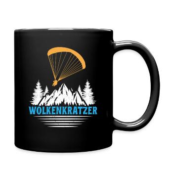 Paraglider WOLKENKRATZER LUSTIG - Tasse einfarbig - Schwarz - Rechts