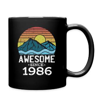 Sonnenuntergangsberge 1986 - Tasse einfarbig - Schwarz - Rechts
