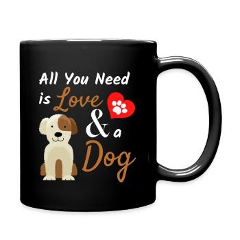 Tout ce dont vous avez besoin, c’est d’amour et d’une citation pour un chien mignon et un animal de compagnie - Mug uni - noir - Droite