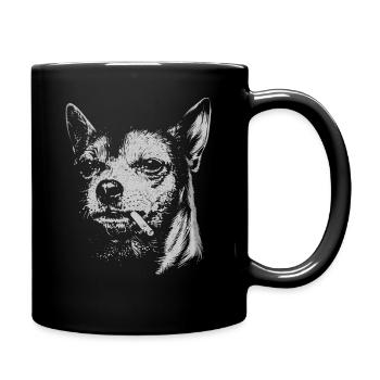 Chihuahua fumant un chien drôle mème humour Chi - Mug uni - noir - Droite