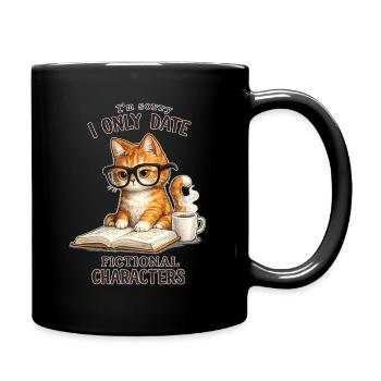 Ich date nur fiktionale Charaktere – Lesekatze mit - Tasse einfarbig - Schwarz - Rechts
