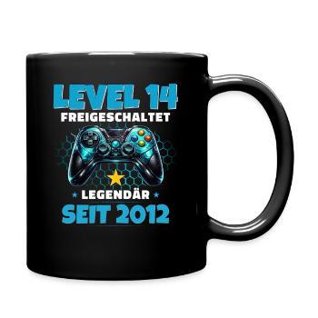 14. Geburtstag Gamer Shirt Level 14 freigeschaltet - Tasse einfarbig - Schwarz - Rechts