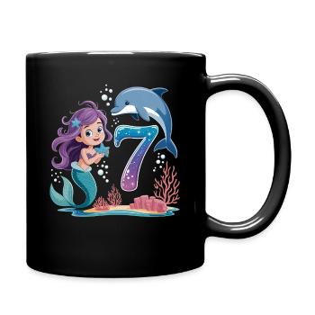 Sirène 7e ans - Mug uni - noir - Droite