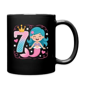 Sirène 7e ans - Mug uni - noir - Droite