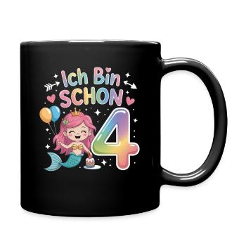 I'm already 4 Mermaid Birthday - Full Colour Mug - black - Right