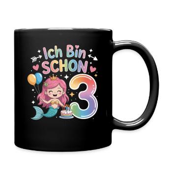 I'm already 3 Mermaid Birthday - Full Colour Mug - black - Right