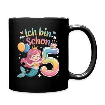 I'm already 5 Mermaid Birthday - Full Colour Mug - black - Right