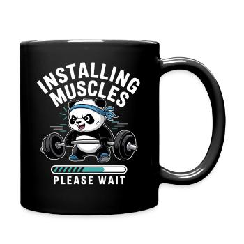 Panda Kraftaufbau – Bitte warten - Tasse einfarbig - Schwarz - Rechts