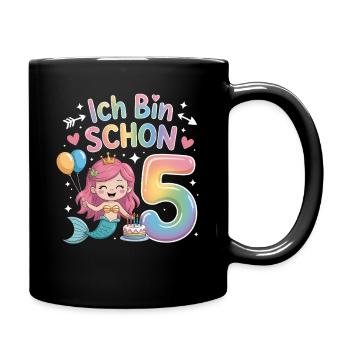 I'm already 5 Mermaid Birthday - Full Colour Mug - black - Right