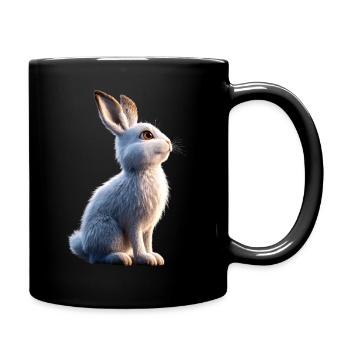 Schneehase Polarhase Albino Kaninchen Weißer Hase - Tasse einfarbig - Schwarz - Rechts