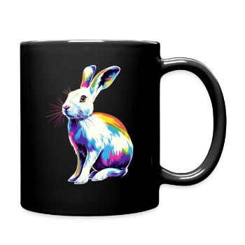Schneehase Polarhase Albino Kaninchen Weißer Hase - Tasse einfarbig - Schwarz - Rechts