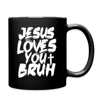 Jesus Loves You Bruh Bold Brush Script - Full Colour Mug - black - Right