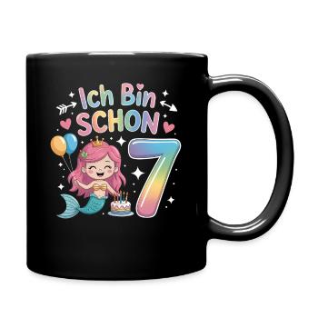 I'm already 7 Mermaid Birthday - Full Colour Mug - black - Right