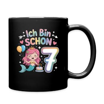 I'm already 7 Mermaid Birthday - Full Colour Mug - black - Right