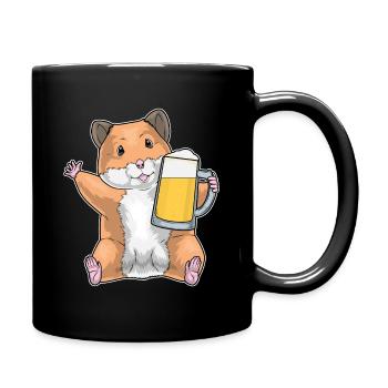 Hamster Bier - Tasse einfarbig - Schwarz - Rechts