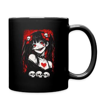 Fille gothique inquiétante d’anime d’horreur japonaise - Mug uni - noir - Droite