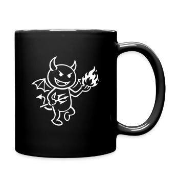 Fire Demon with Flame Ball - Devil - Full Colour Mug - black - Right