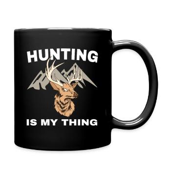 Hunting love: Deer's head in front of mountains - Full Colour Mug - black - Right