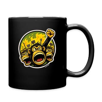 Wütende Primaten Affen Protest Cartoon - Tasse einfarbig - Schwarz - Rechts