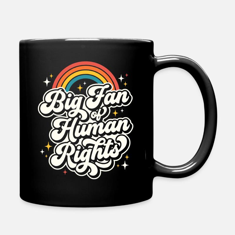 Großer Fan von Human Rights Retro Rainbow - Tasse einfarbig - Schwarz