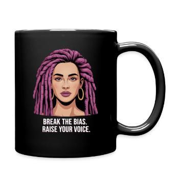 Break the Bias – Raise Your Voice Feminism - Full Colour Mug - black - Right